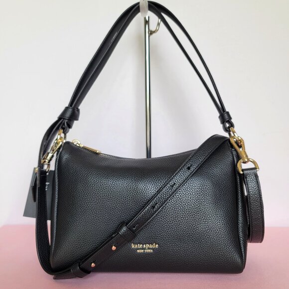 KATE SPADE Knott Medium Convertible Leather Shoulder Bag- Black ⭐ - Picture 1 of 16